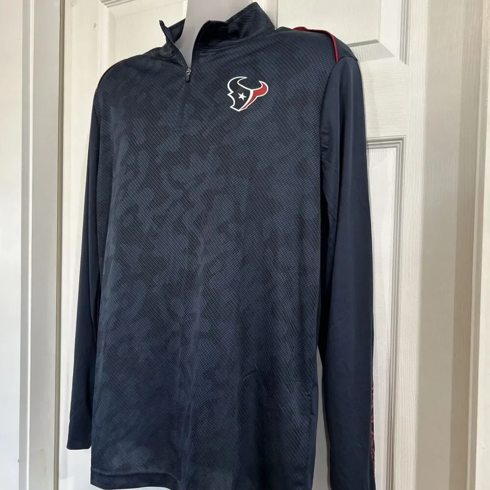 NFL Team Apparel Men's L Houston Texans 1/4 Zip LS Performance Top Shirt
